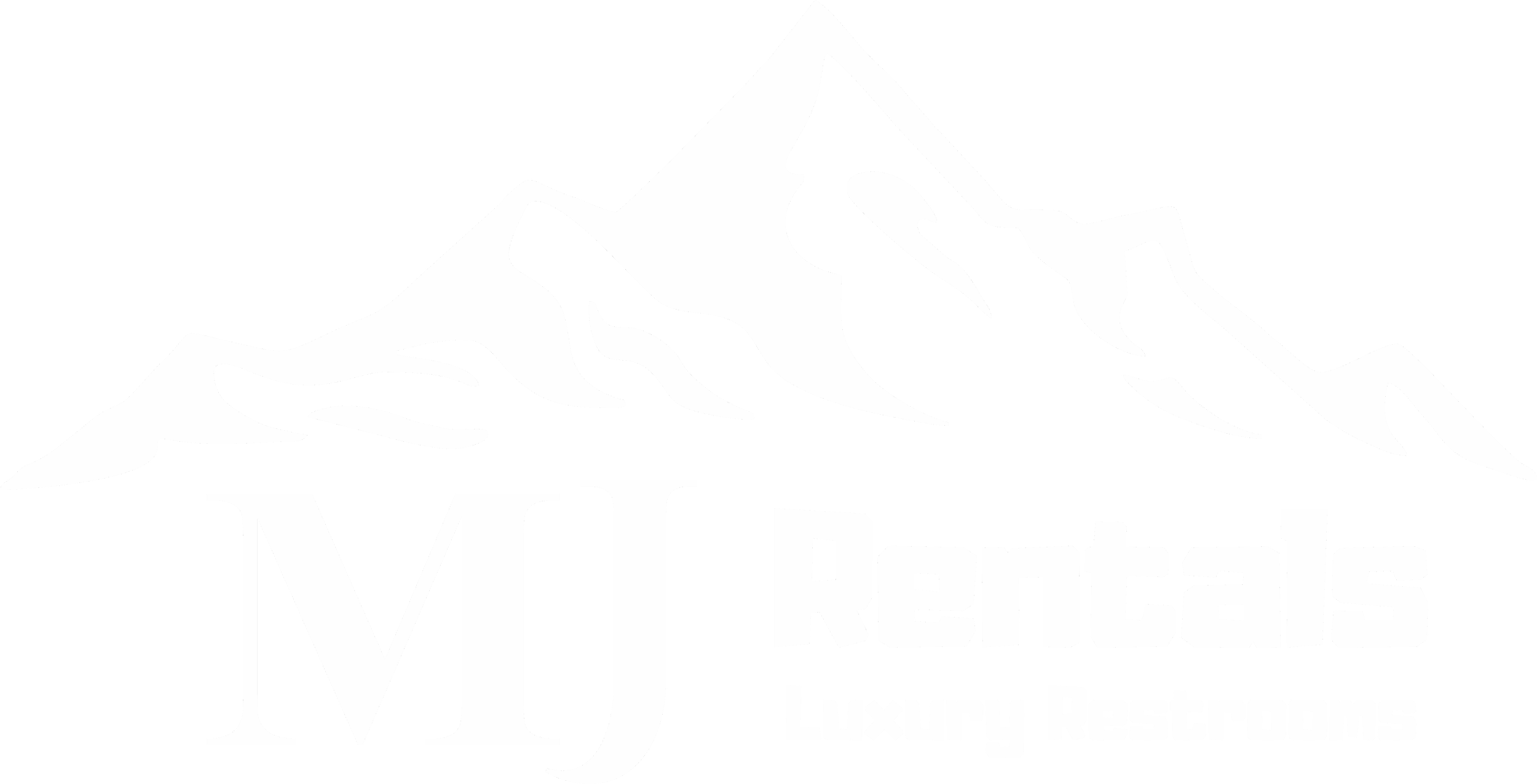 Logo for MVP Rentals, a luxury restrooms company, featuring a mountain range and stylized text.