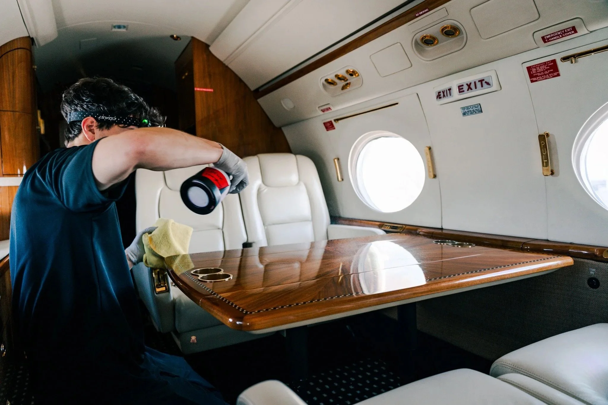 Aircraft interior detailing service by Sterling Aero Detailing in British Columbia.