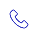 Icon of a telephone handset in blue.