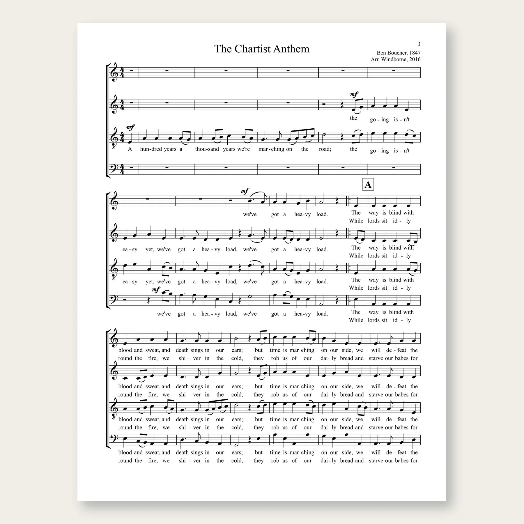 The Chartist Anthem Windborne sheet music arrangement preview