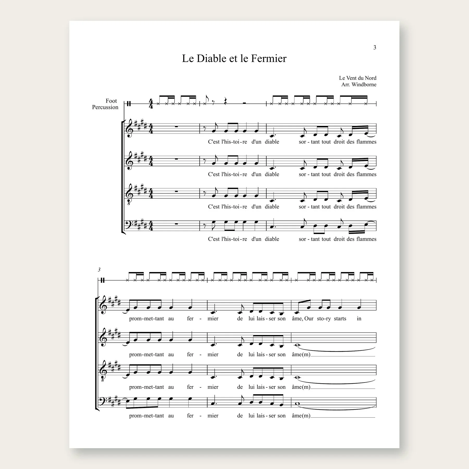 Le Diable et le Fermier Windborne sheet music arrangement preview