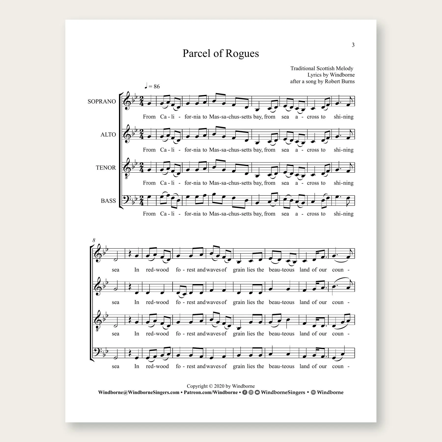 Parcel of Rogues Windborne sheet music arrangement preview