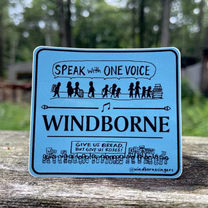 Blue Windborne Bread and Roses sticker