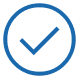 Blue check mark inside a circle