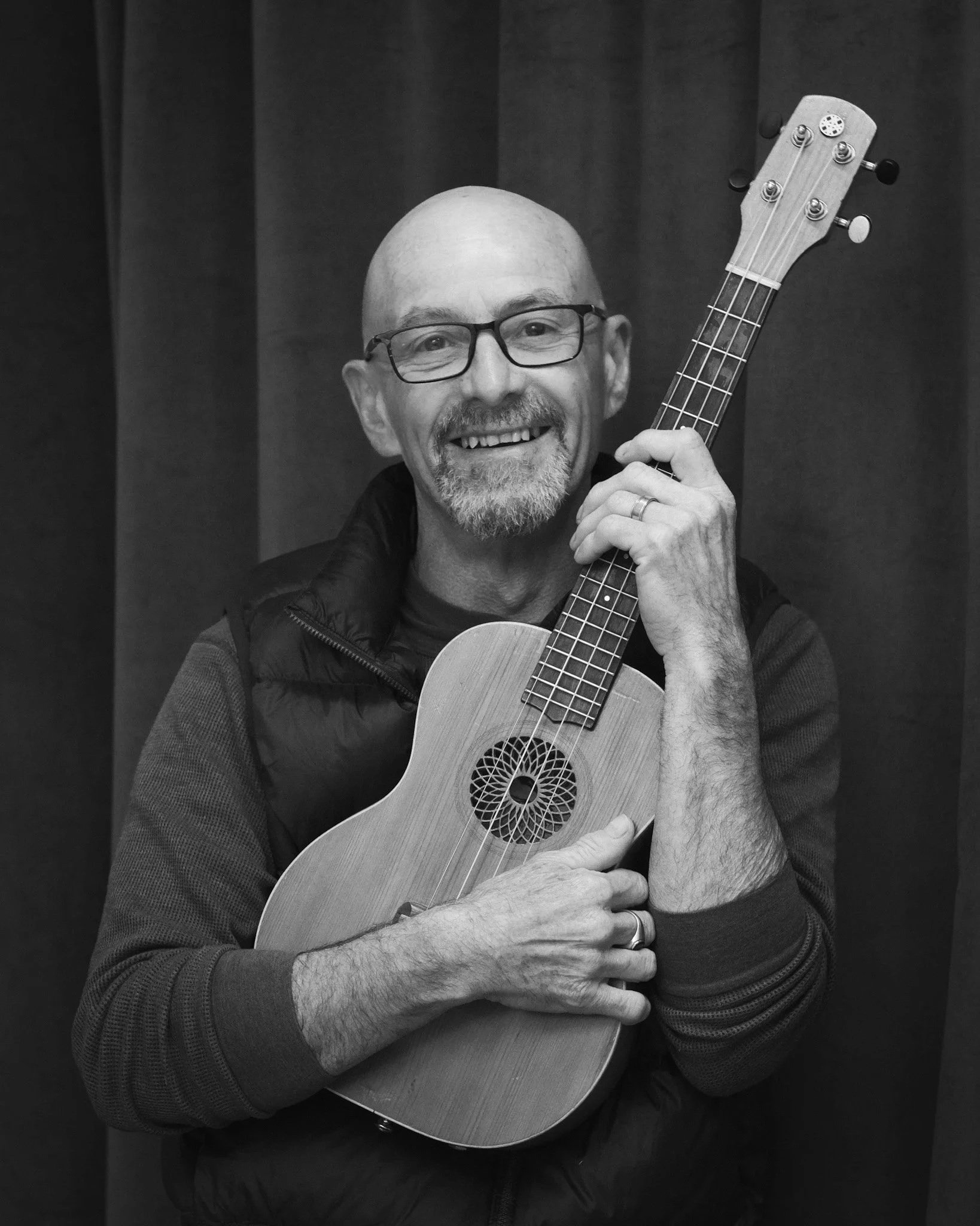 Luthier Mark Russell with his Ukelele