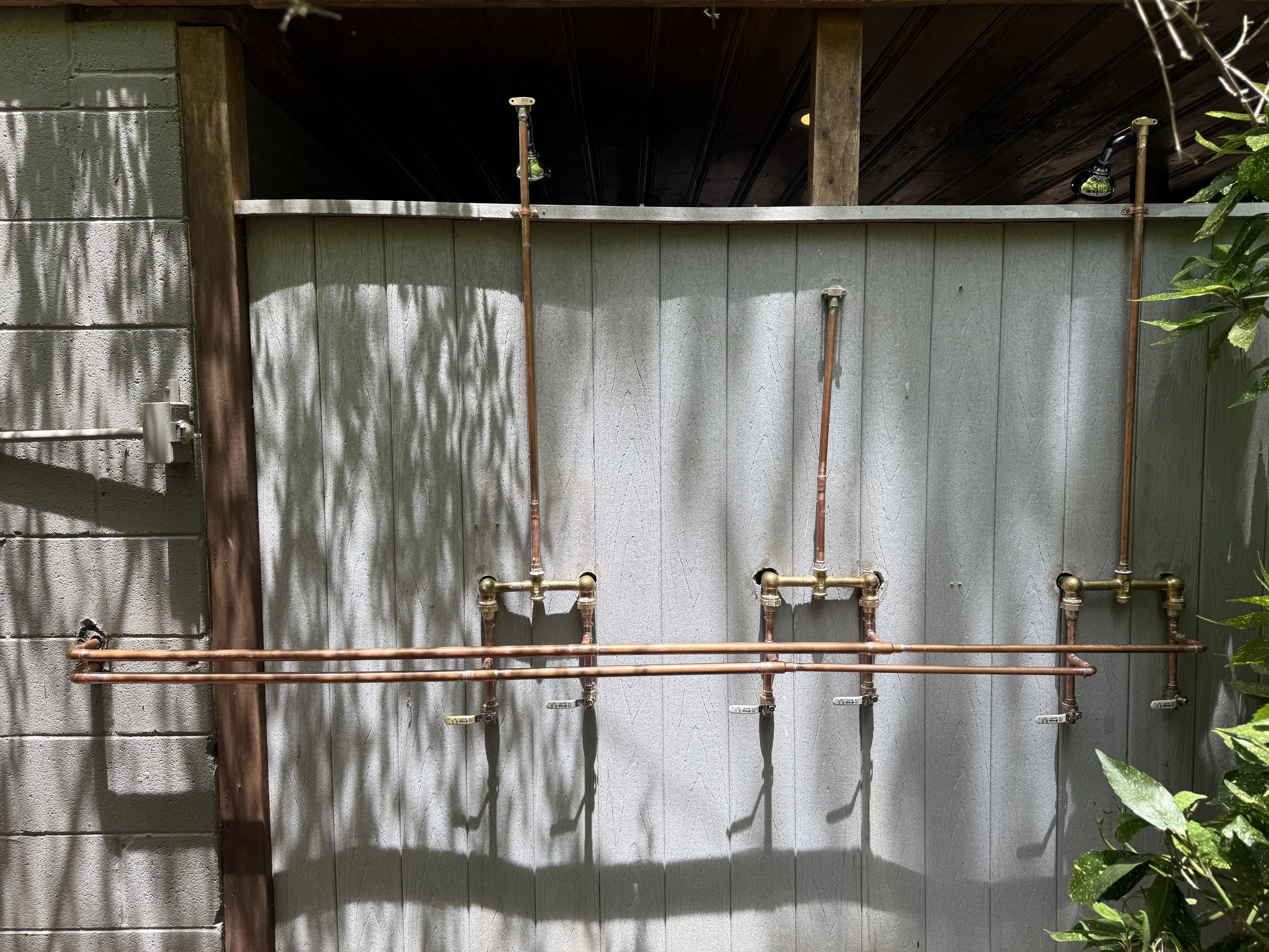 Outdoor shower plumbing 