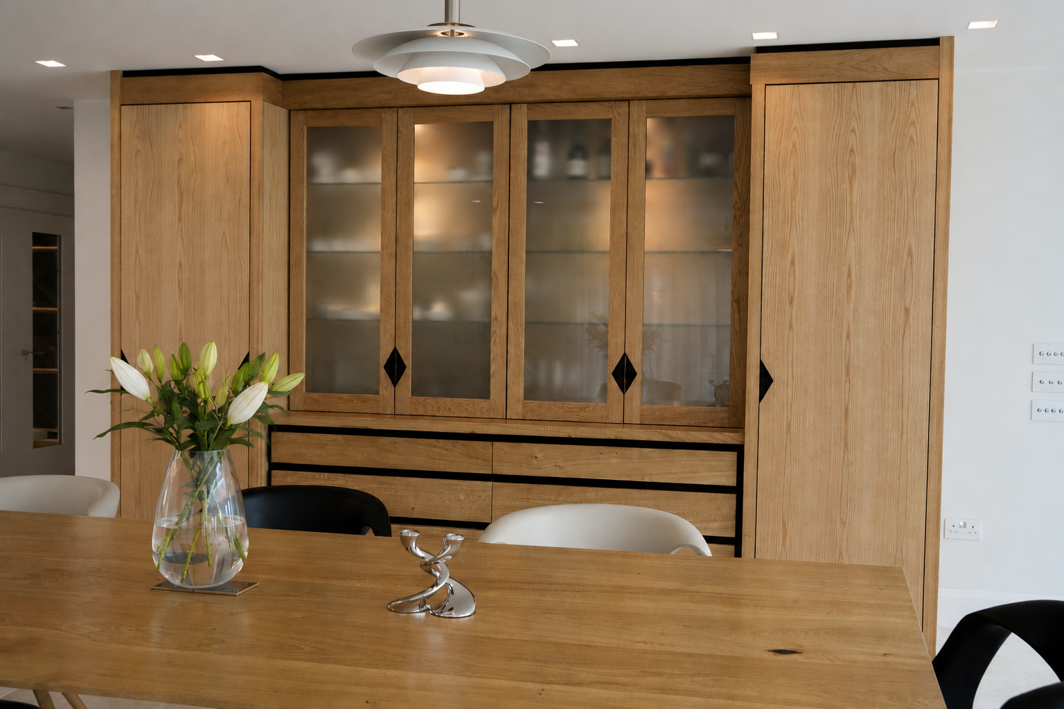 Oak dining table and kitchen display cabinet 3