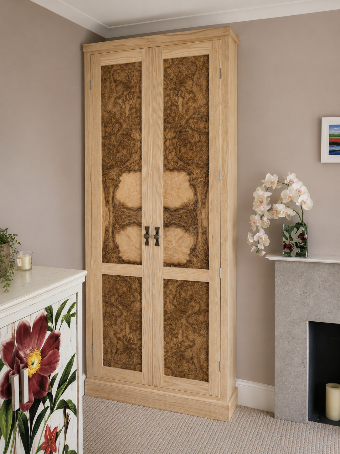 Bespoke Ash and Burr Olive Ash Wardrobe