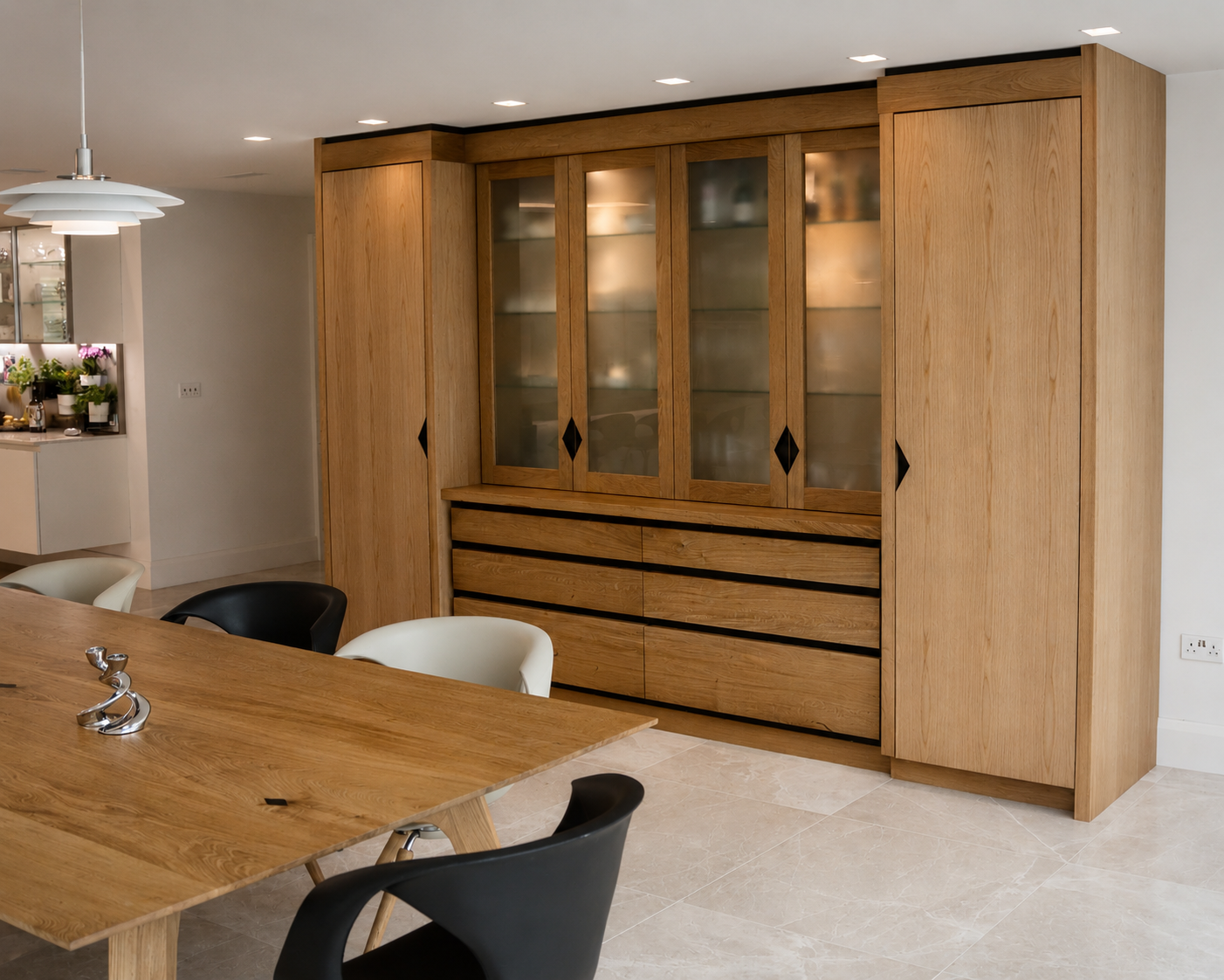 Oak dining table and kitchen display cabinet 4