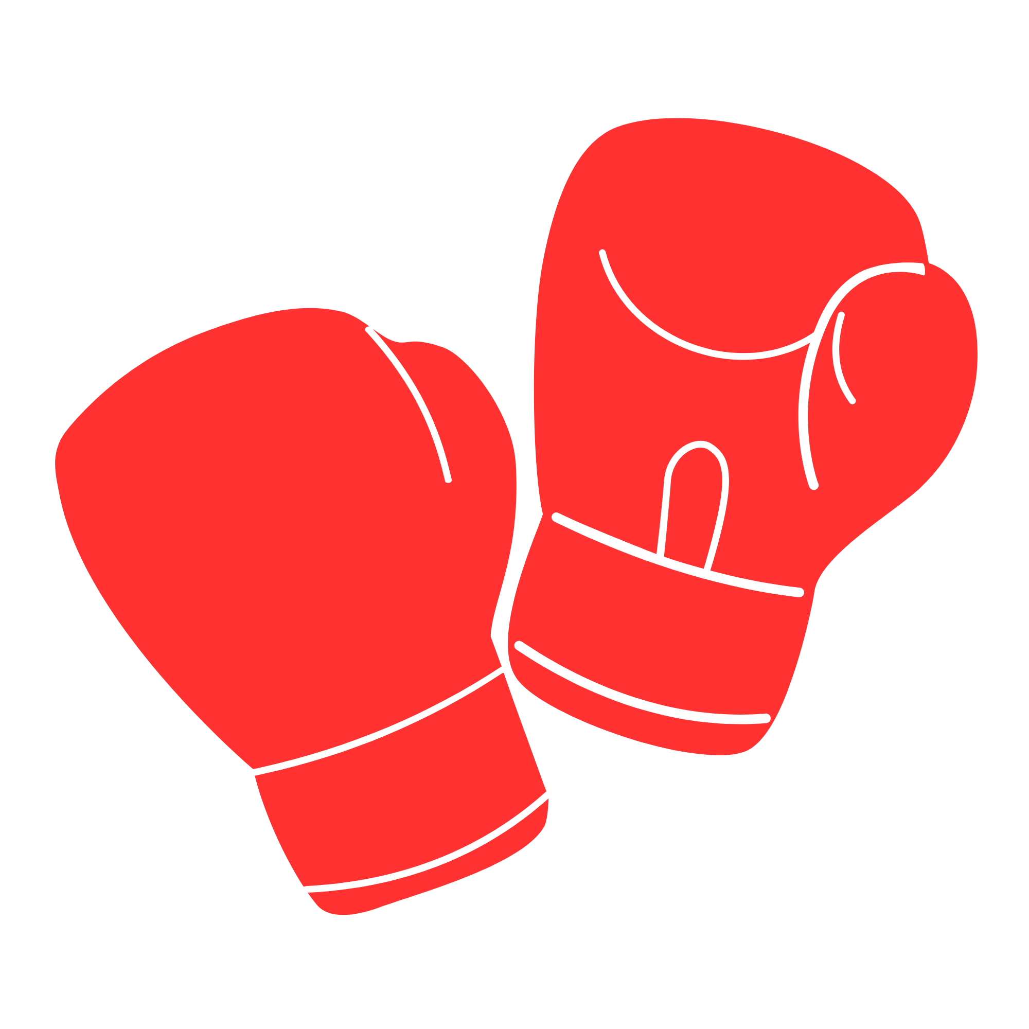 Illustration of two red boxing gloves facing each other.