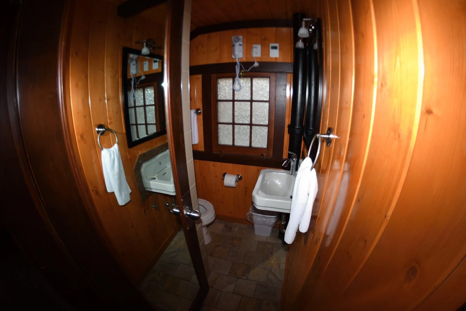 the tiny but functional bathroom