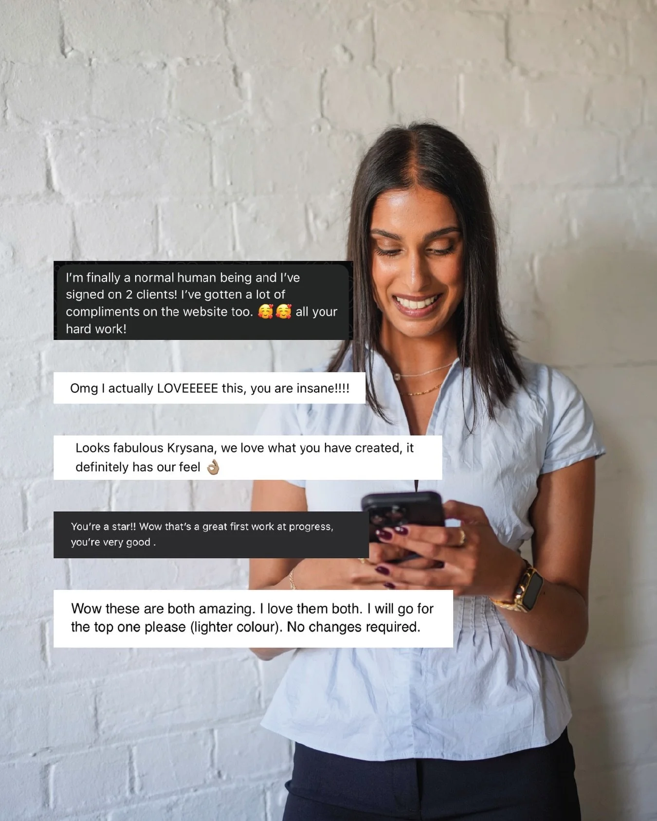 My clients&rsquo; experiences speak for themselves. ✨ ⁠ And I love seeing them signing new clients, getting compliments and feeling connected to their brand.

I&rsquo;m proud to create branding, websites, social media, and marketing assets that not o