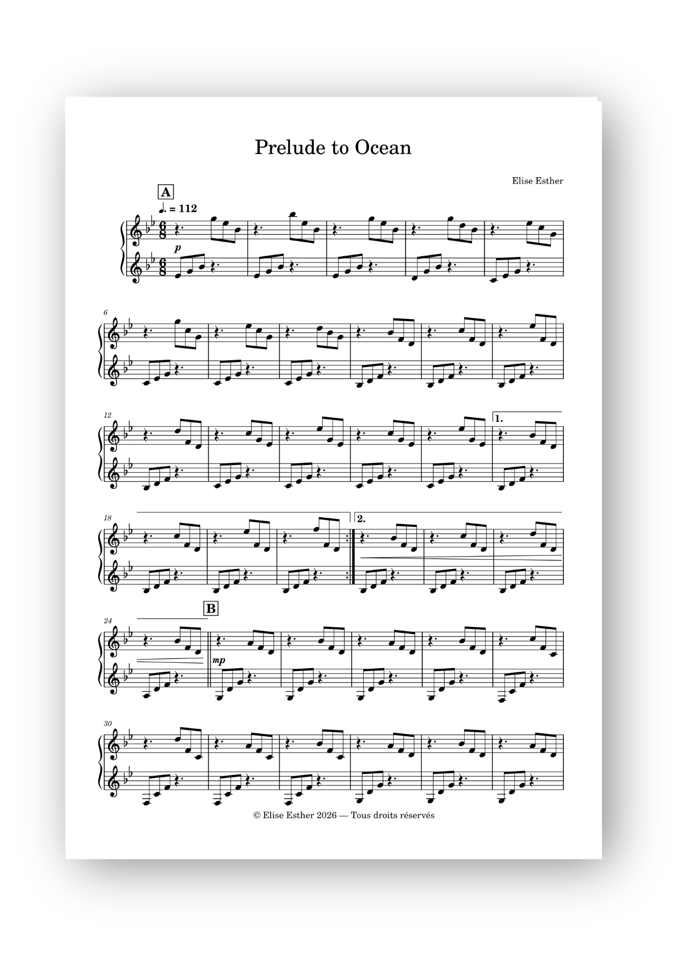 Prelude to Ocean - partition numérique