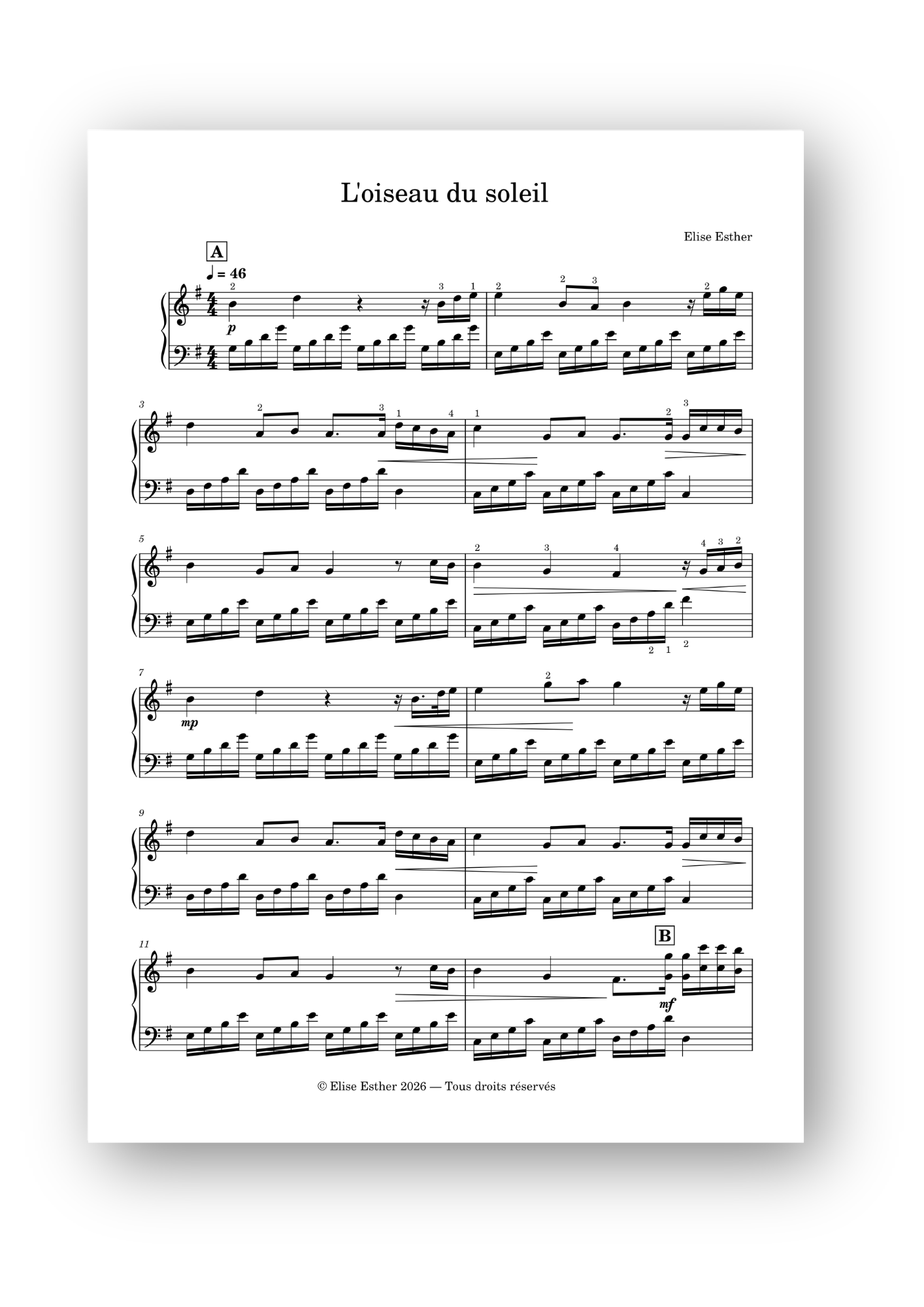 L'oiseau du soleil - partition numérique