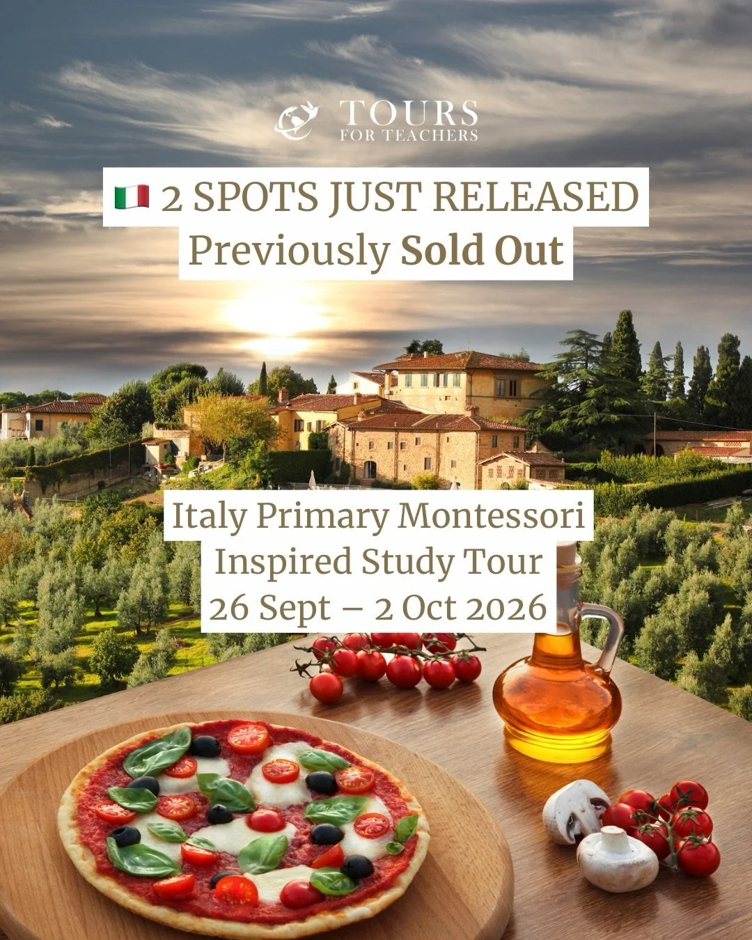 🇮🇹 SOLD OUT &rarr; 2 SPOTS NOW AVAILABLE 🇮🇹

Our Italy Primary Montessori-Inspired Study Tour sold out months ago, but due to two recent cancellations, we now have just TWO places available.

Join a small group of educators as we explore inspirin