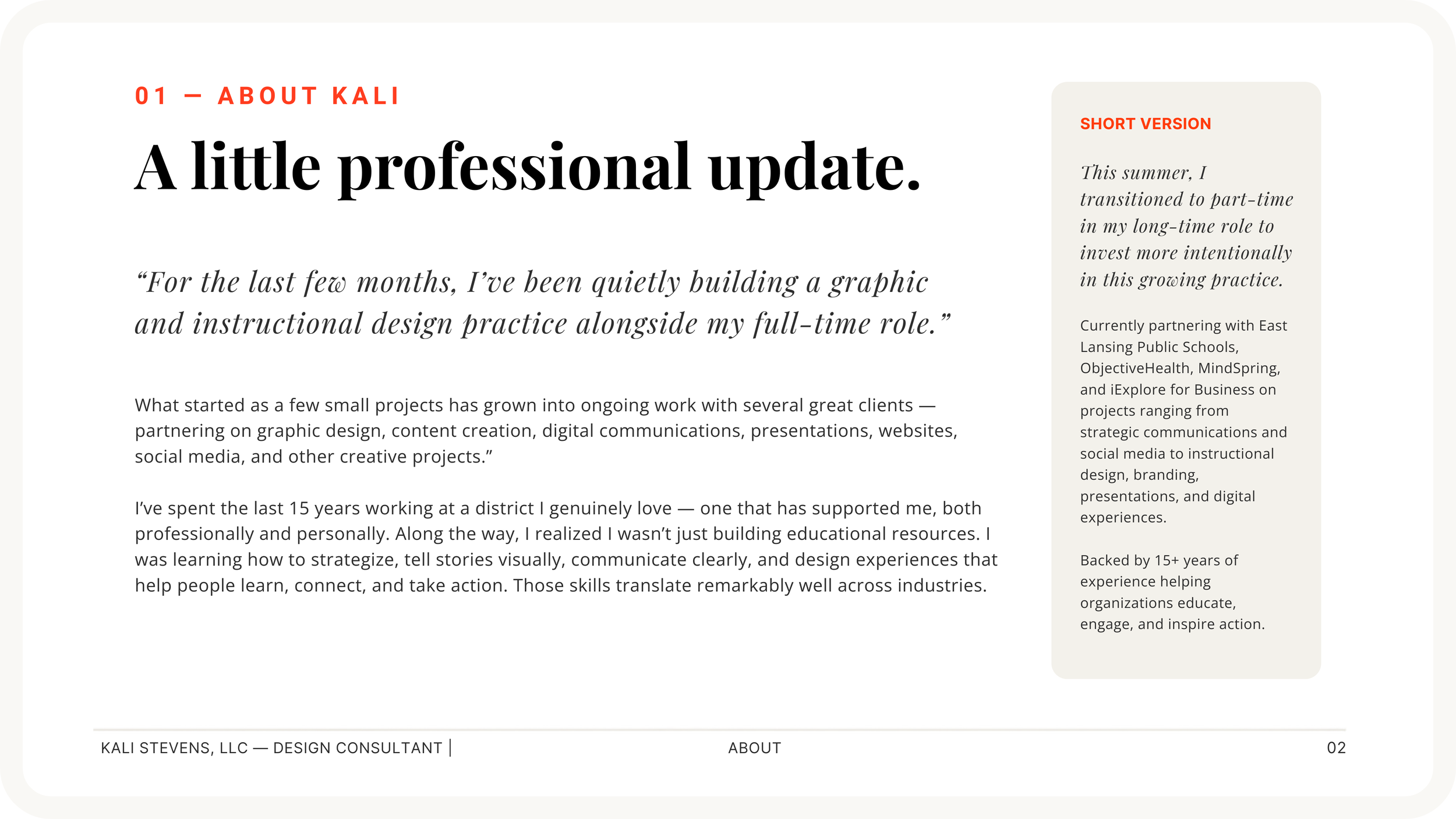 A little professional update