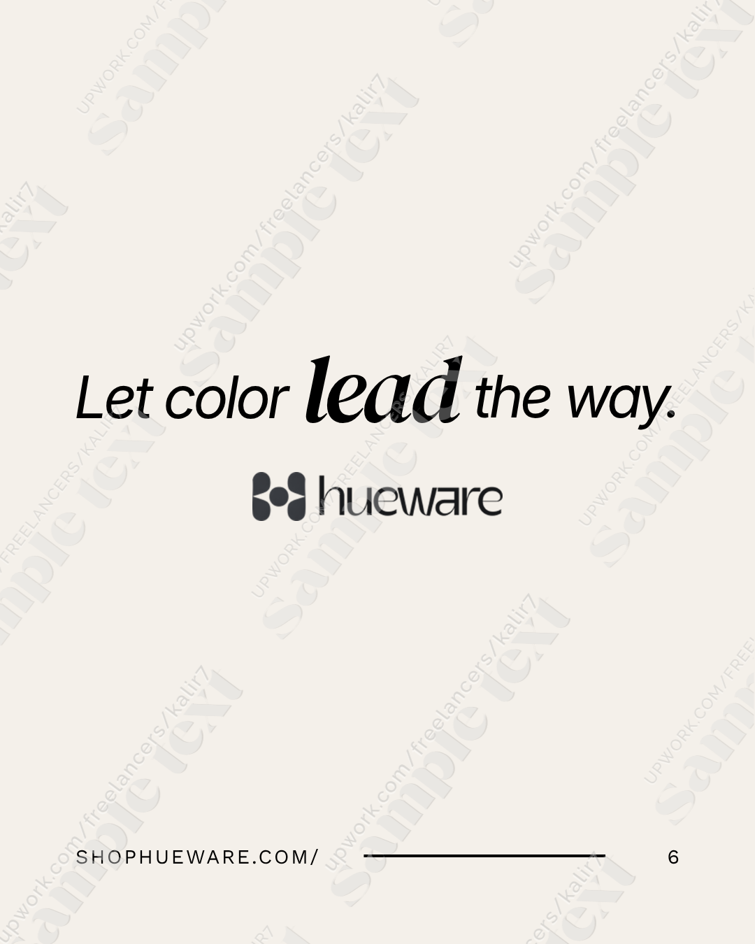 A promotional graphic with the text 'Let color lead the way' and the hueware logo, promoting the website shophueware.com.