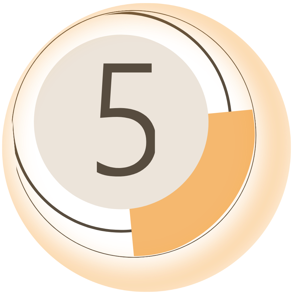 The number 5 in a abstract circular design
