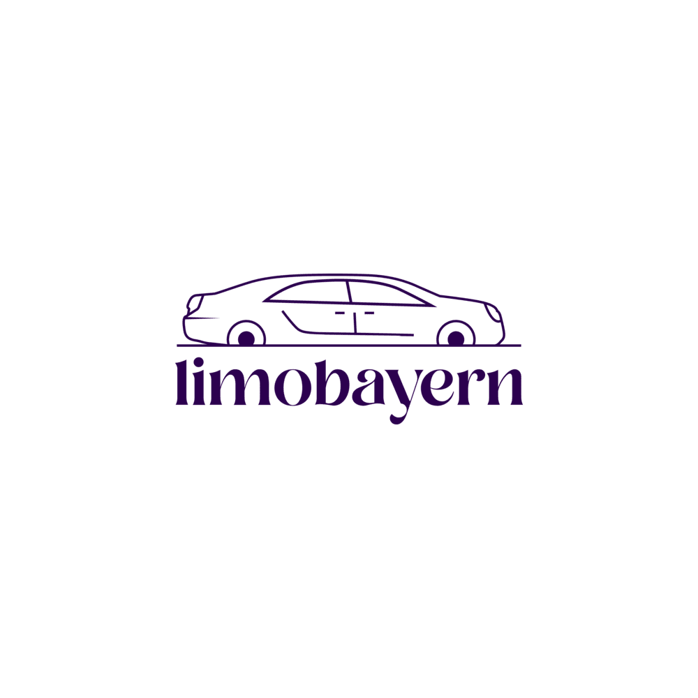Minimalist line drawing of a car with the text "limobayern" underneath, on a black background.