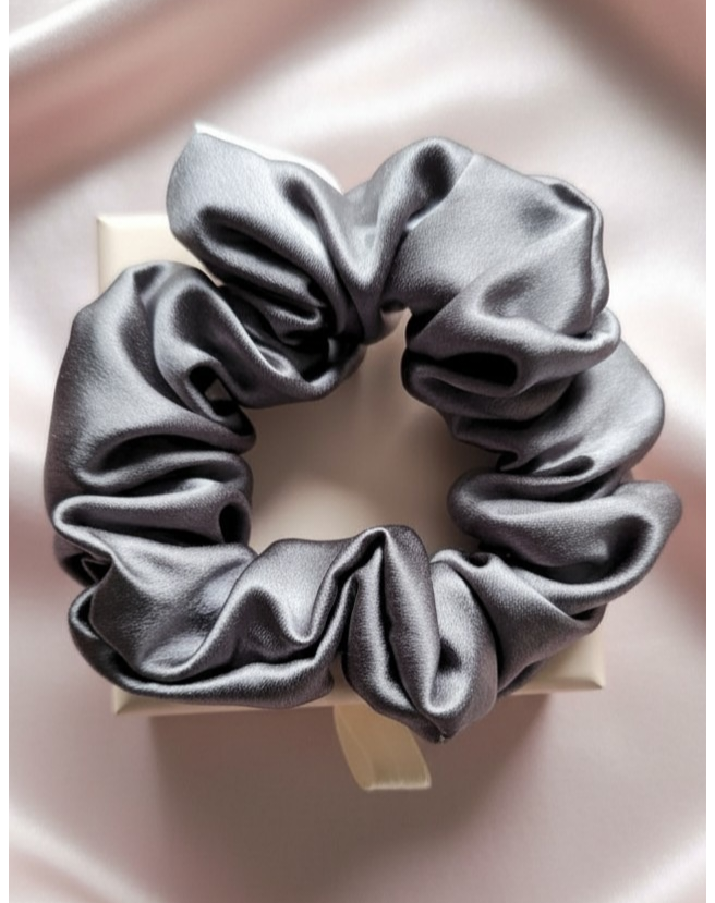 Obsidian Mist - Luxury Mulberry Silk Scrunchie