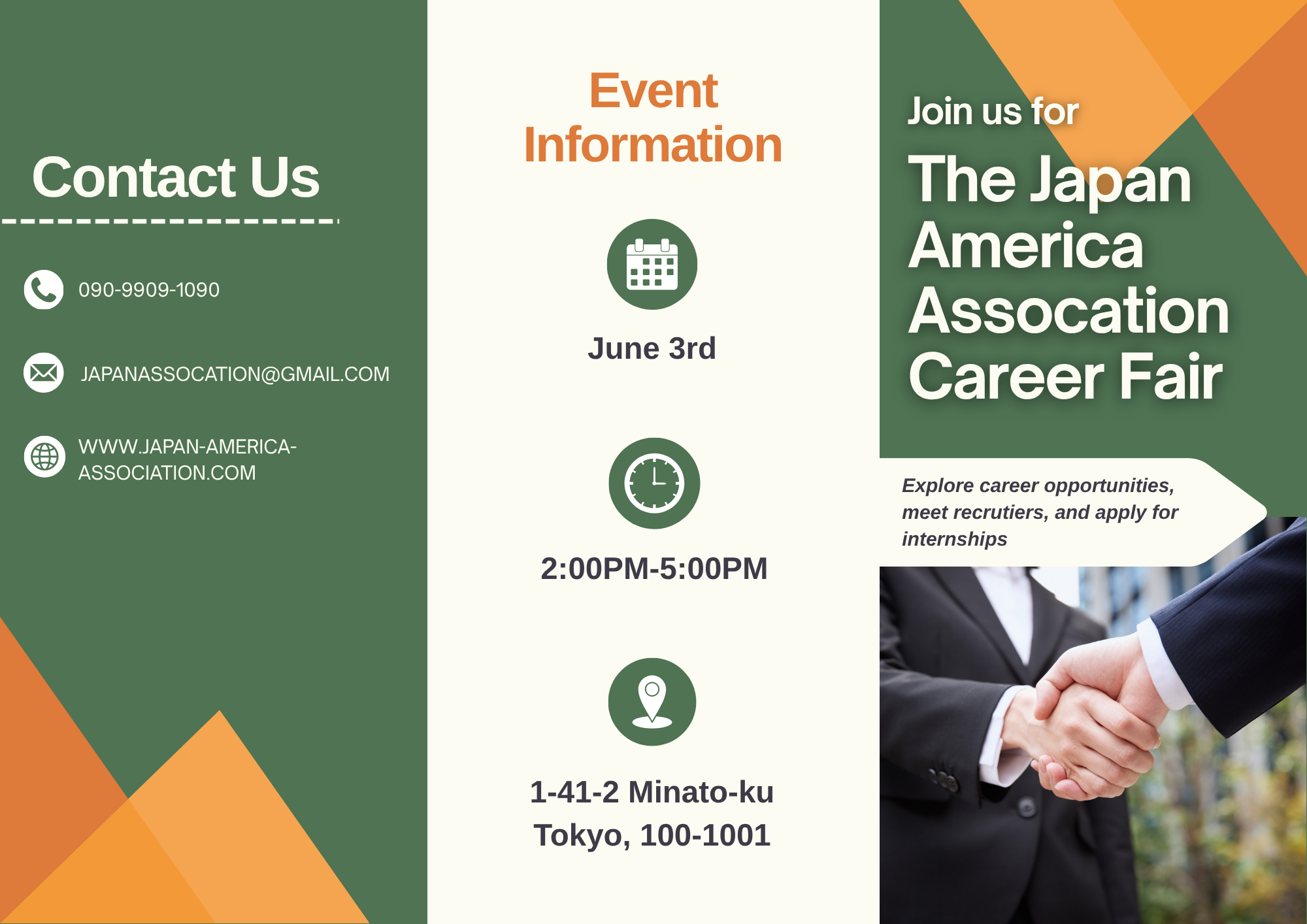 A brochure created for a personal project sharing information about college career fair