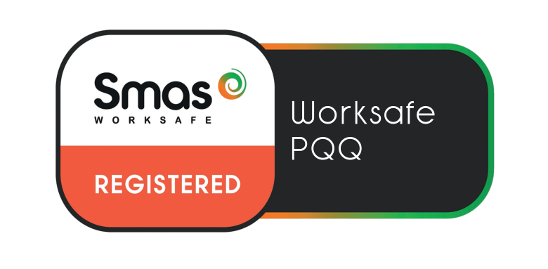 Worksafe PQQ badge with 'REGISTERED' label from Smas WorkSafe.