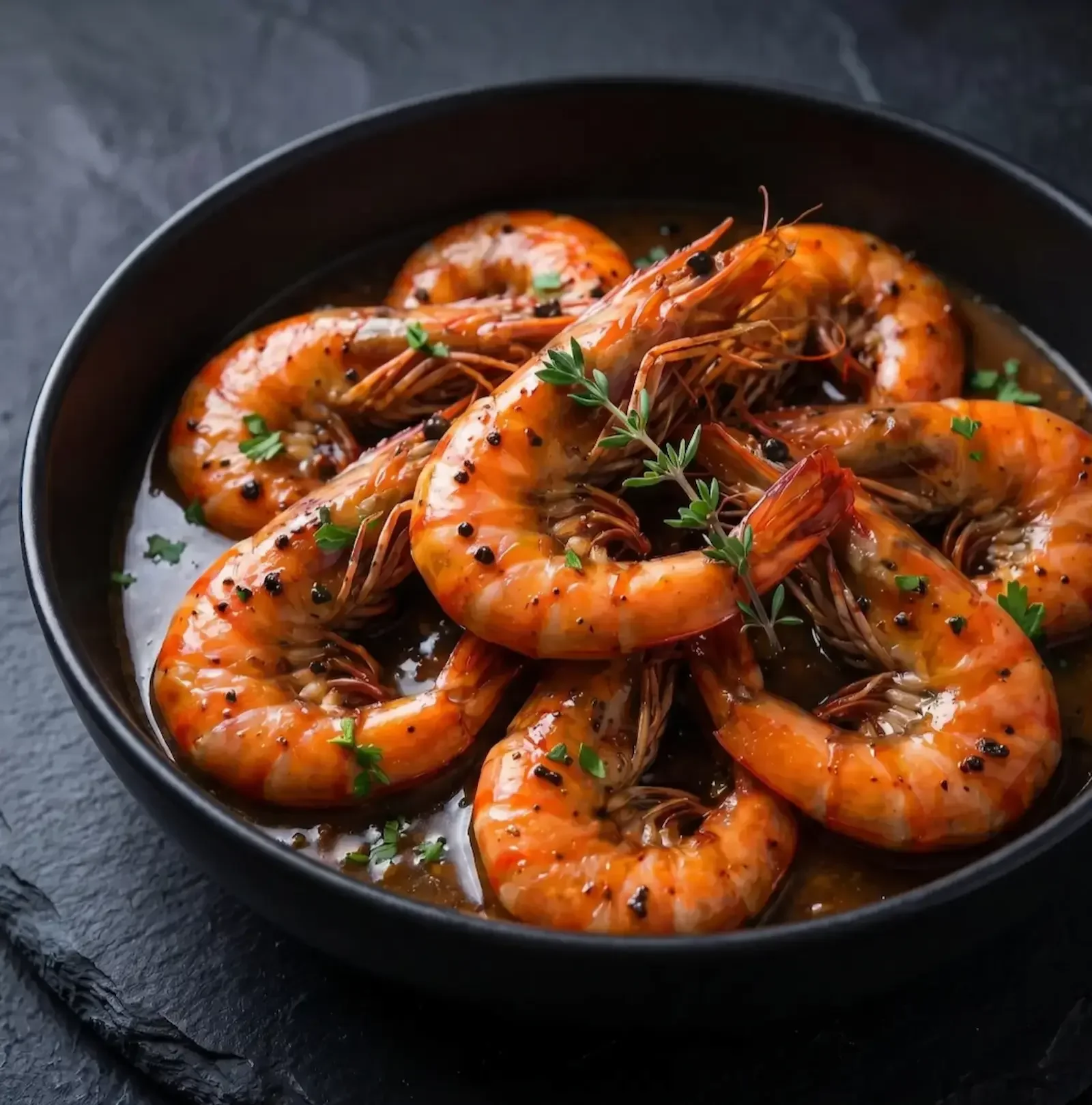 Peppered prawns in spicy pepper sauce, Real Love Lounge restaurant Ruislip London