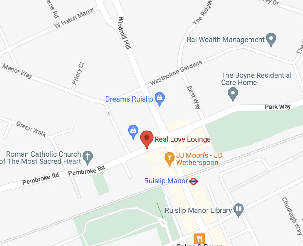 Real Love Lounge location map Ruislip Manor London HA4