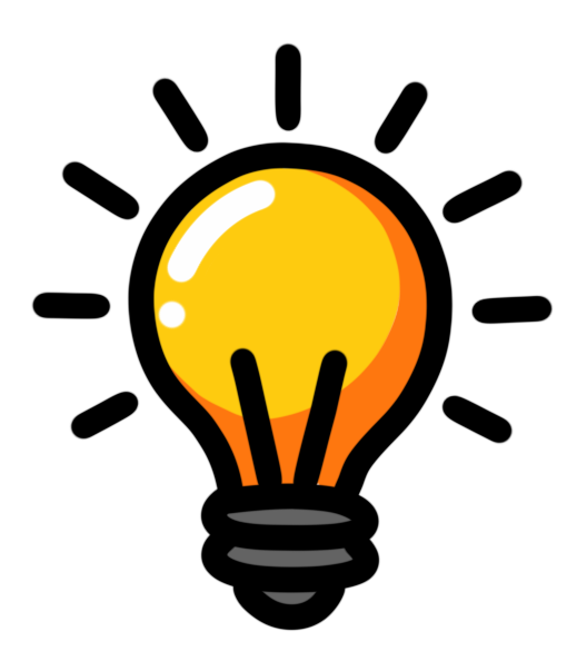 Illustration of a light bulb with a yellow glow on a black background.