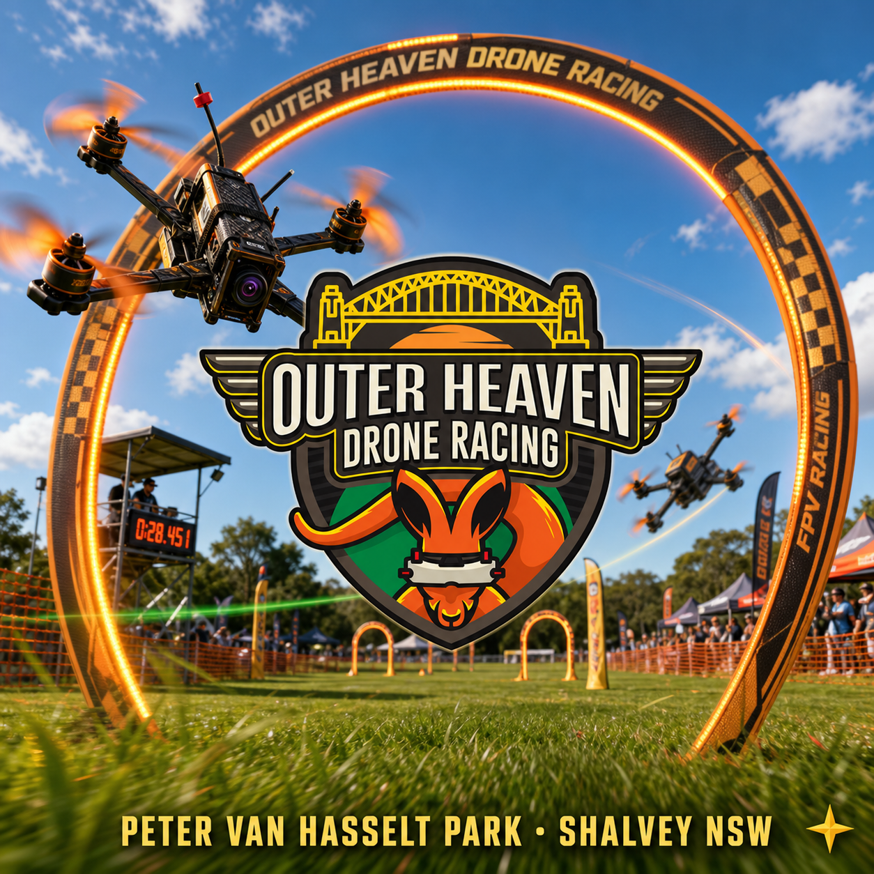 The Outer Heaven Drone Racing Club is a high-octane haven for drone enthusiasts and adrenaline junkies alike.

We adopt the multi GP specs for open class racing with a maximum diagonal motor to motor length of 305mm and a max voltage charge of 4.35 v