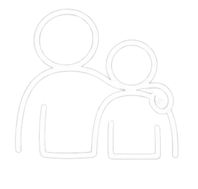 Outline drawing of two people, an adult and a child, standing side by side.