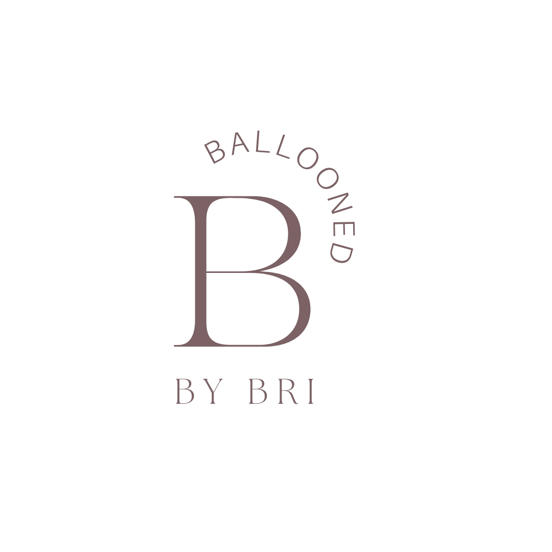 Brand logo for Ballooned by Bri featuring a large letter B, with the words 'Ballooned' arched above and 'by Bri' below.