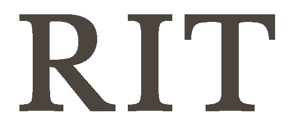 The word "RIT" in large black letters on a dark background.