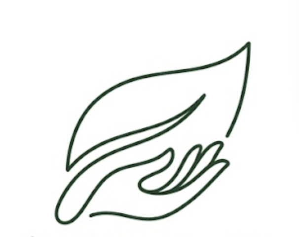 logo minimaliste représentant une main et une feuille, sympoblisant la pleine conscience, l'équilibre et l'approche centrée sur les forces en travail social