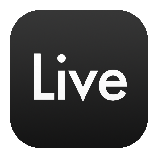 Black icon with the word 'Live' in white letters.