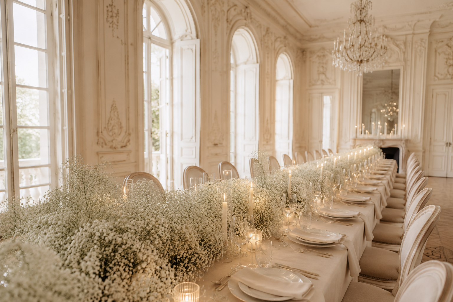 Luxuriöse Hochzeitsgestaltung mit Event Design, floralen Installationen und exklusiver Tischdekoration für Hochzeiten in Österreich und Italien