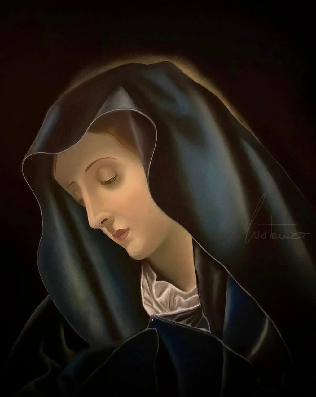 LA VERGINE, PASTELLI MORBIDI, 60 X 50 CM
