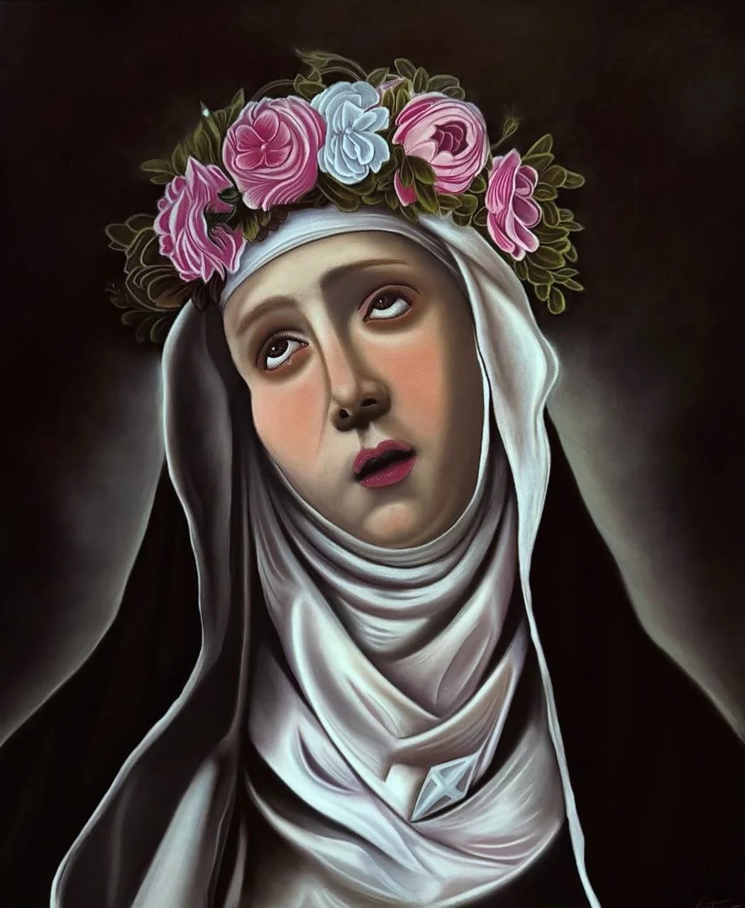 SANTA ROSA DI LIMA, PASTELLI MORBIDI, 60 X 50 CM