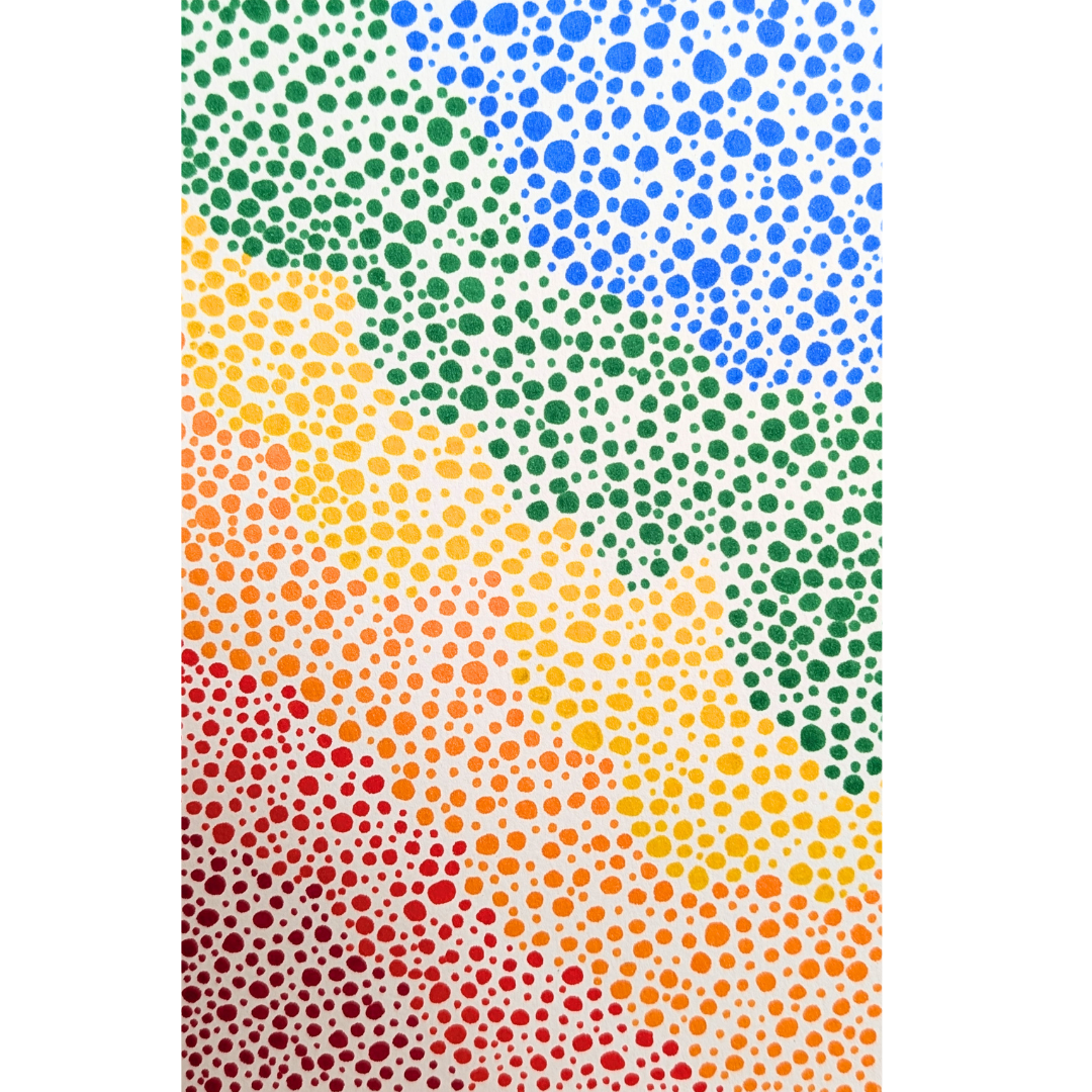 assortment of rainbow colored dots in a pattern
