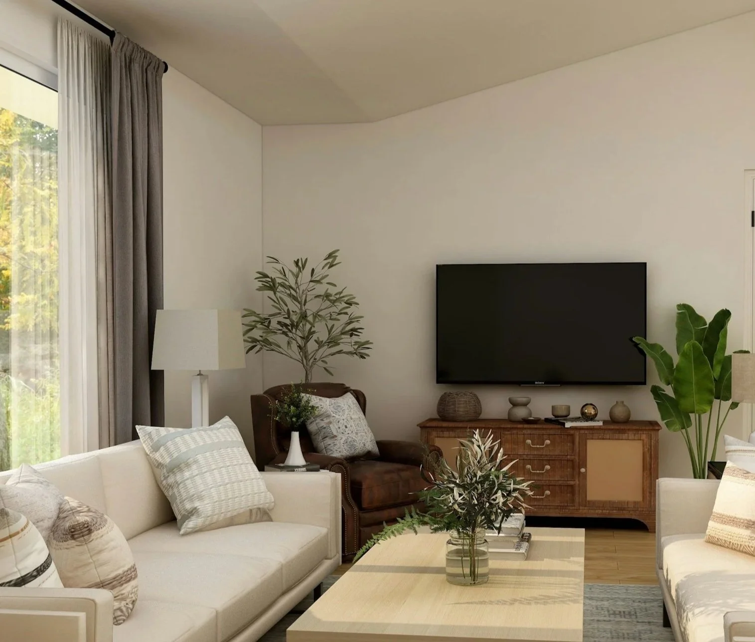 Bright open-concept living room in a modern Winnipeg apartment