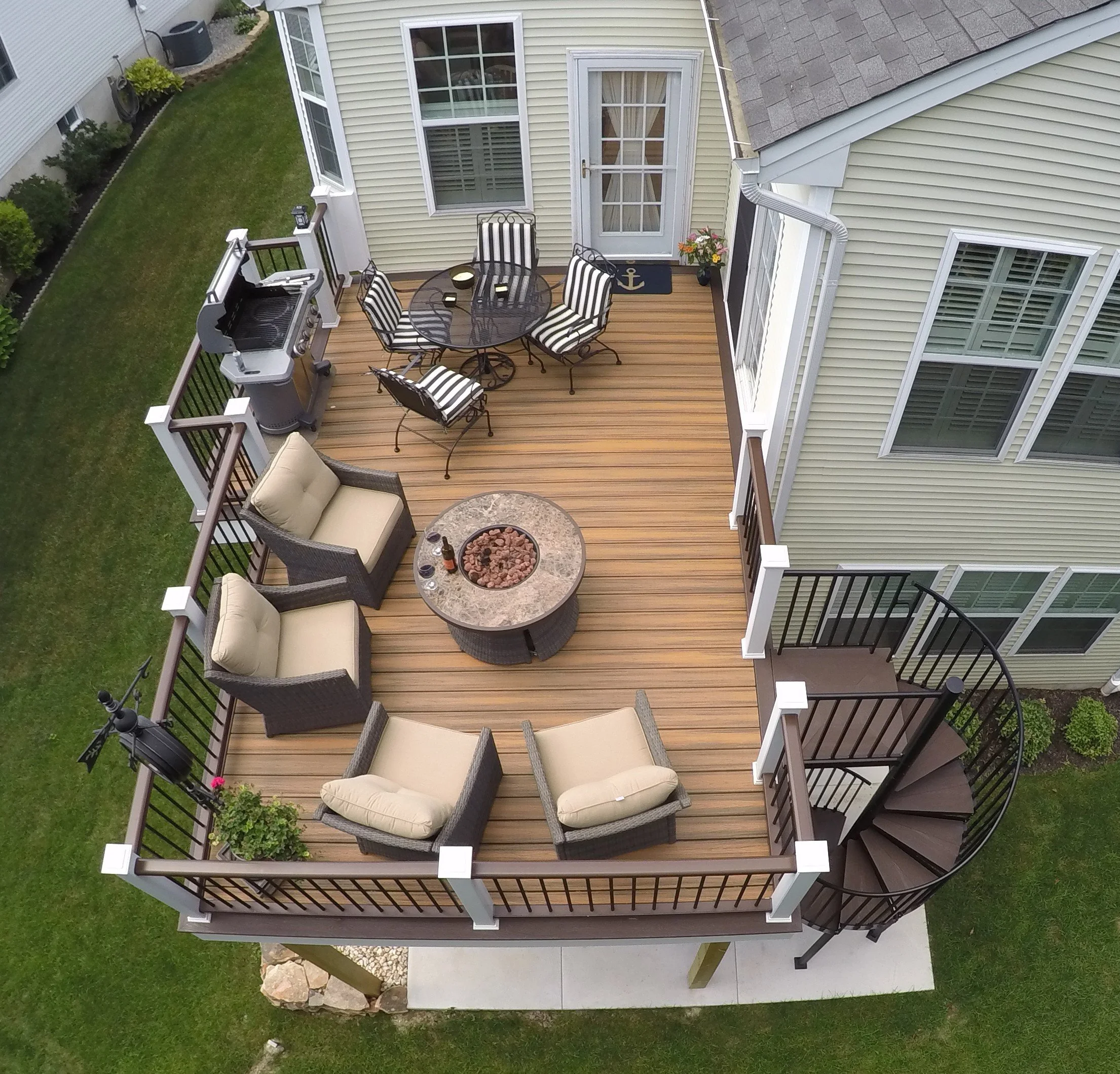 Custom Deck Project with a Spiral Staircase and Fire Feature, Waretown, NJ