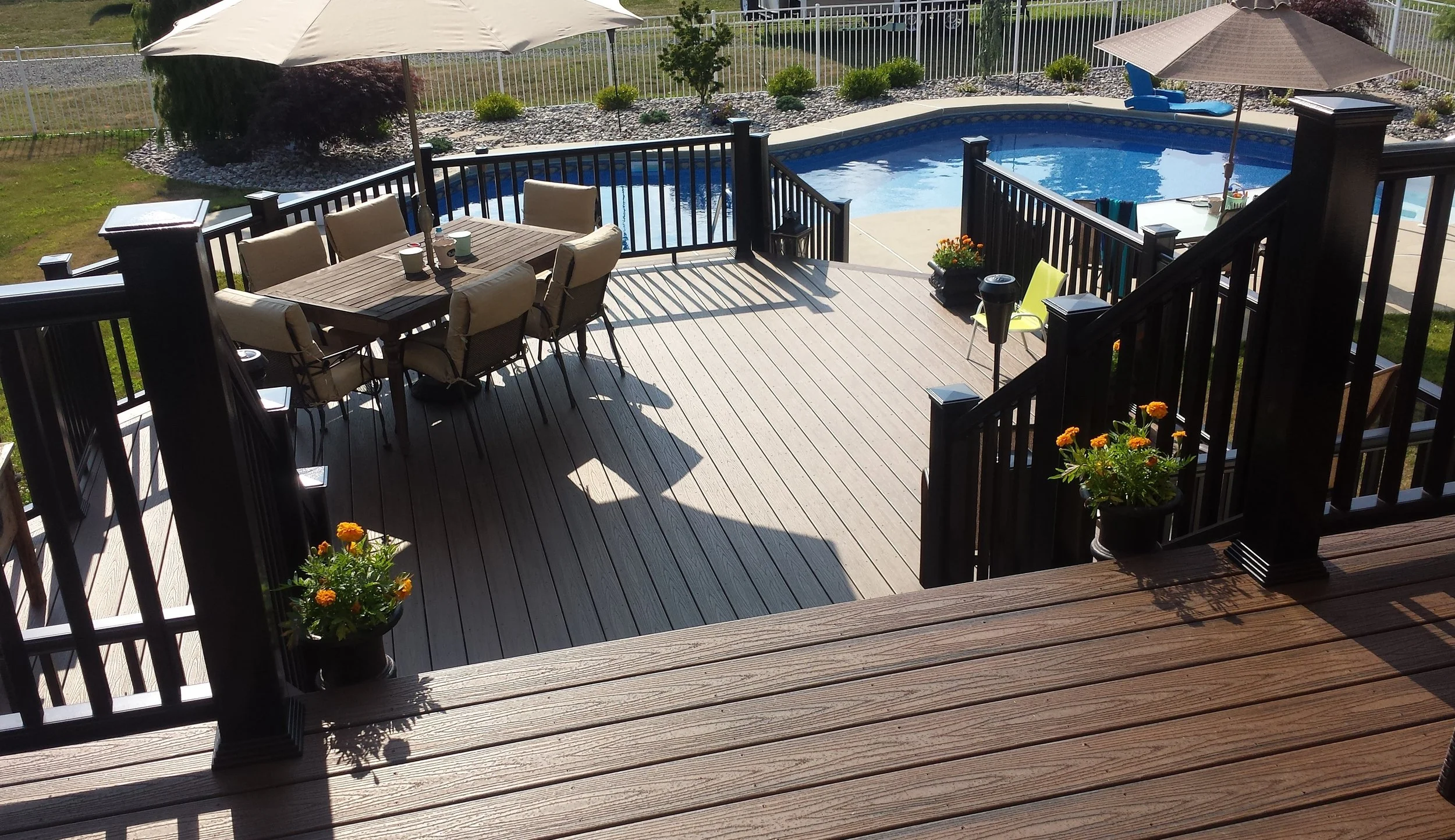 Custom Multi-Level Deck, Composite Decking and Railing, Deck Lights, Deck Furniture, Manalapan, NJ