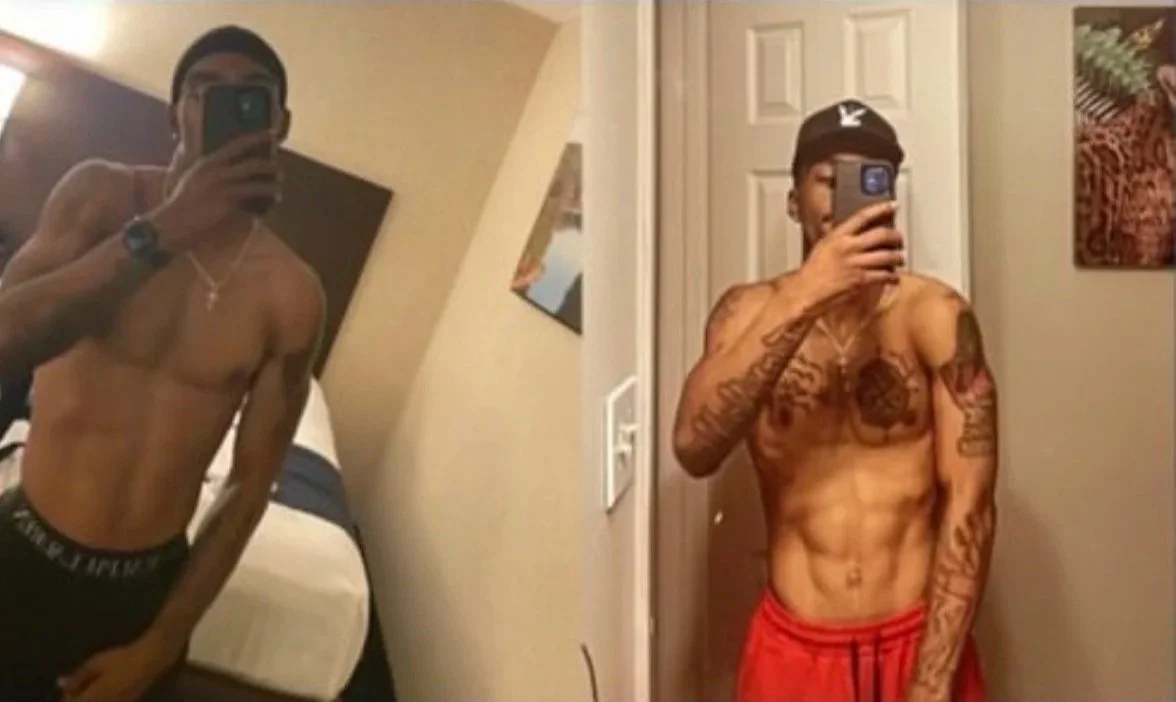 Male taking picture in mirror to show physical body changes as a result of nutrition and fitness coaching