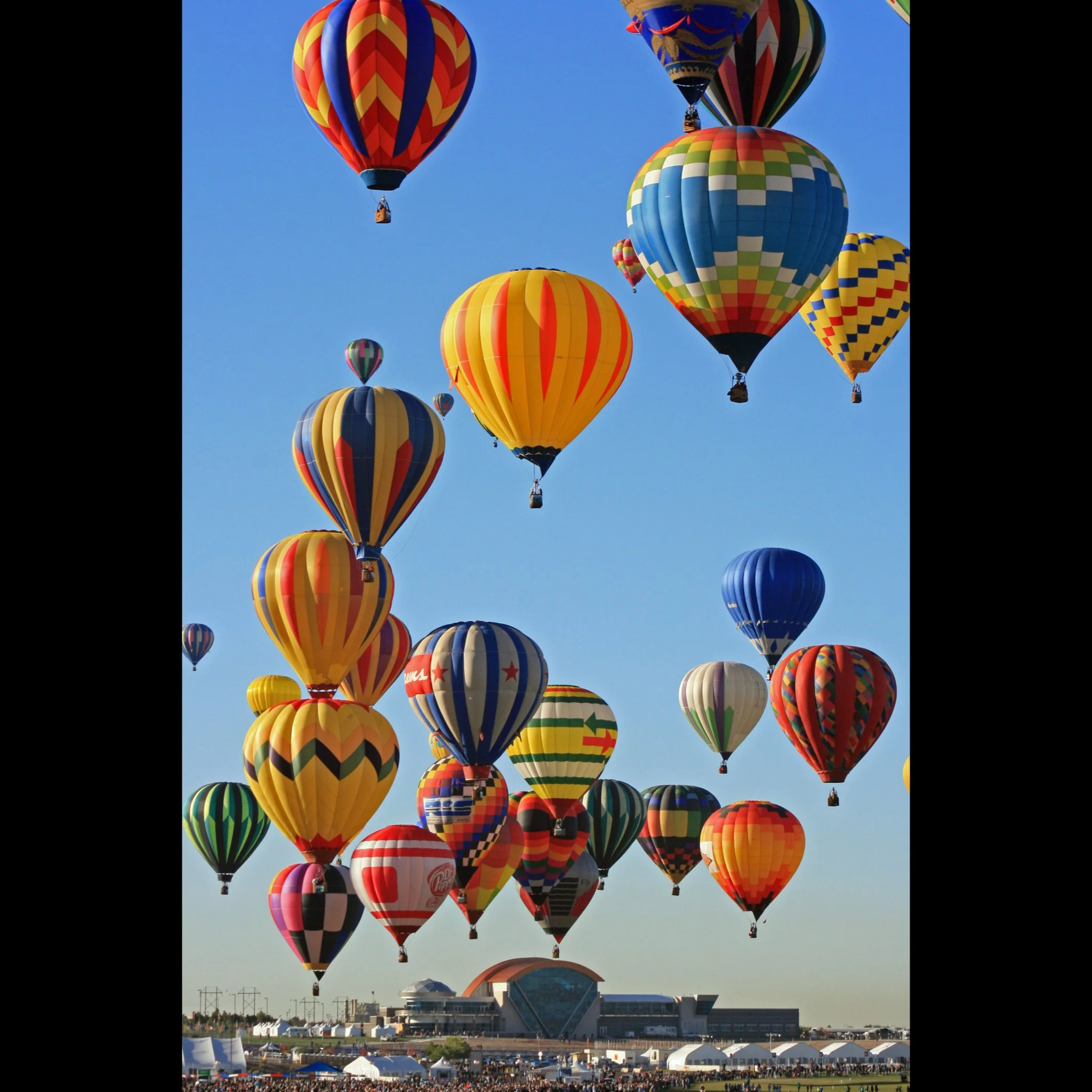 Balloons Flying Near the Balloon Museum Notecard