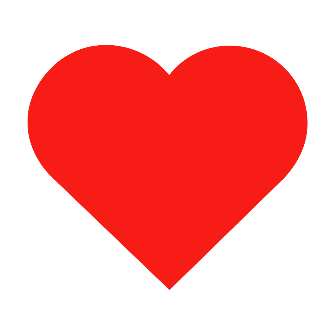 Red heart icon with a small white outline on a black background.