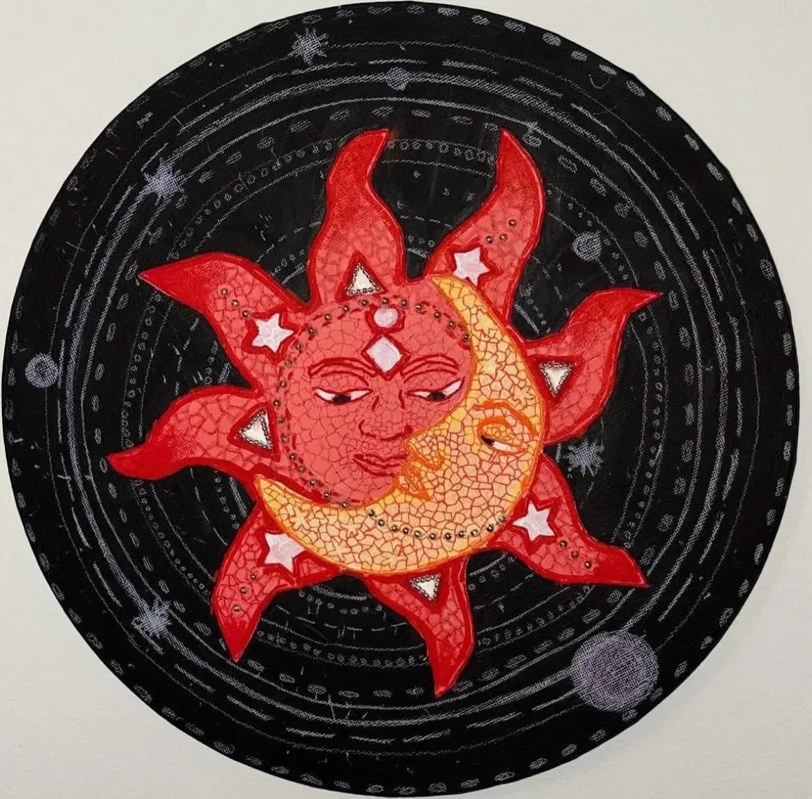 Sun and Moon Embroidered Painting