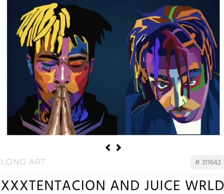 Colorful digital portraits of two young men with dreadlocks, one with closed eyes and in a prayer-like pose, the other looking directly at the viewer, in a vibrant, abstract style.