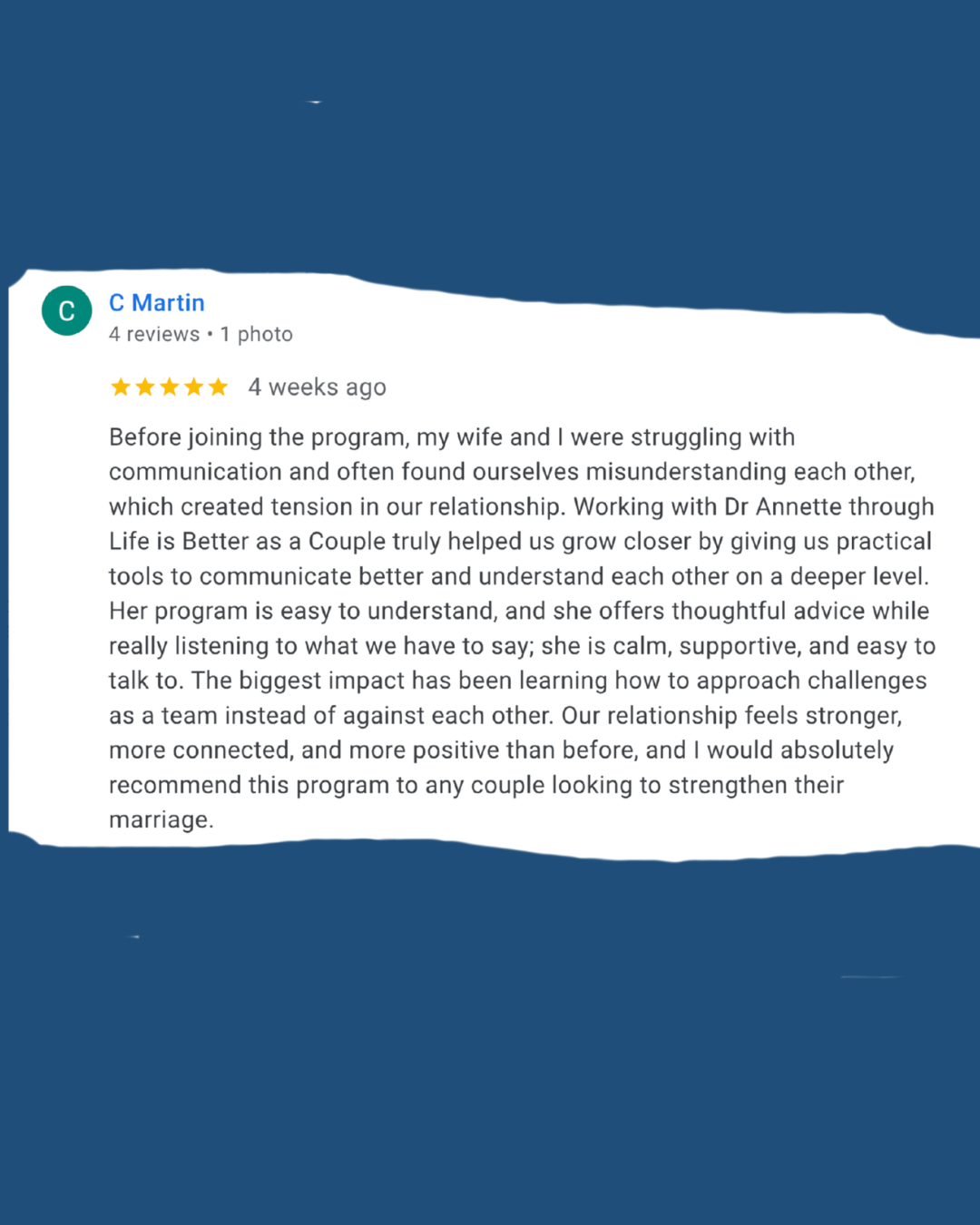 Client Testimonial Marriage coaching