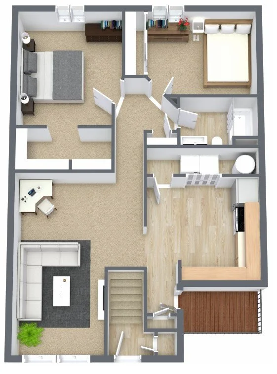 2 Bedrooms/ 1 Bathroom