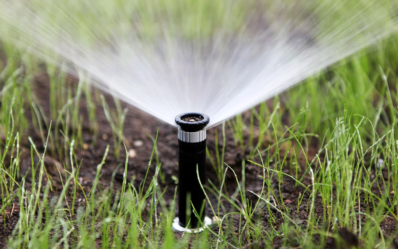 sprinkler spraying onto grass
